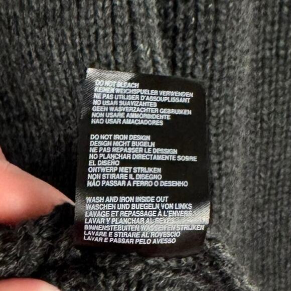 Leif Nelson Gray Streetwear Knit Shawl Drawstring Neck Fitted Sweater Sz Small - Picture 5 of 11